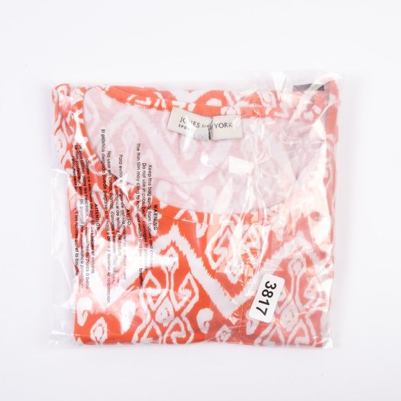 JONES NEW YORK sport Orange pattern top size L - Picture 6 of 6